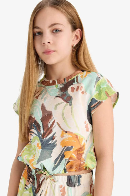 Girl Short Sleeve Blouse - -
