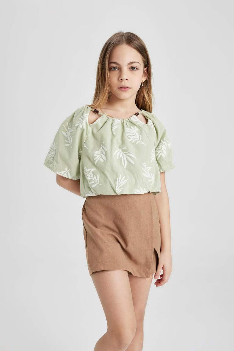 Girl Short Sleeve Blouse - -