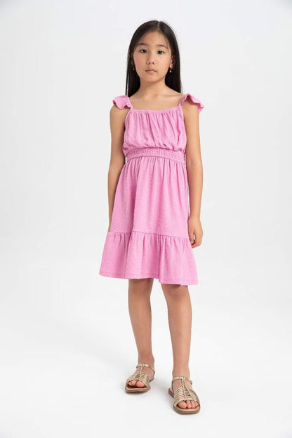 Girl Strappy Wrinkled Dress - -