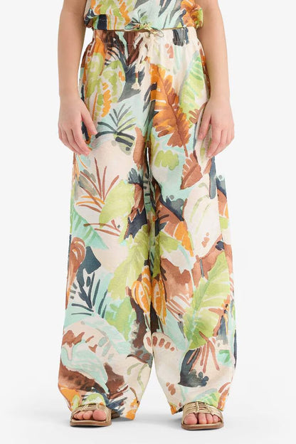 Girl Palazzo Wide Leg Trousers - - Green