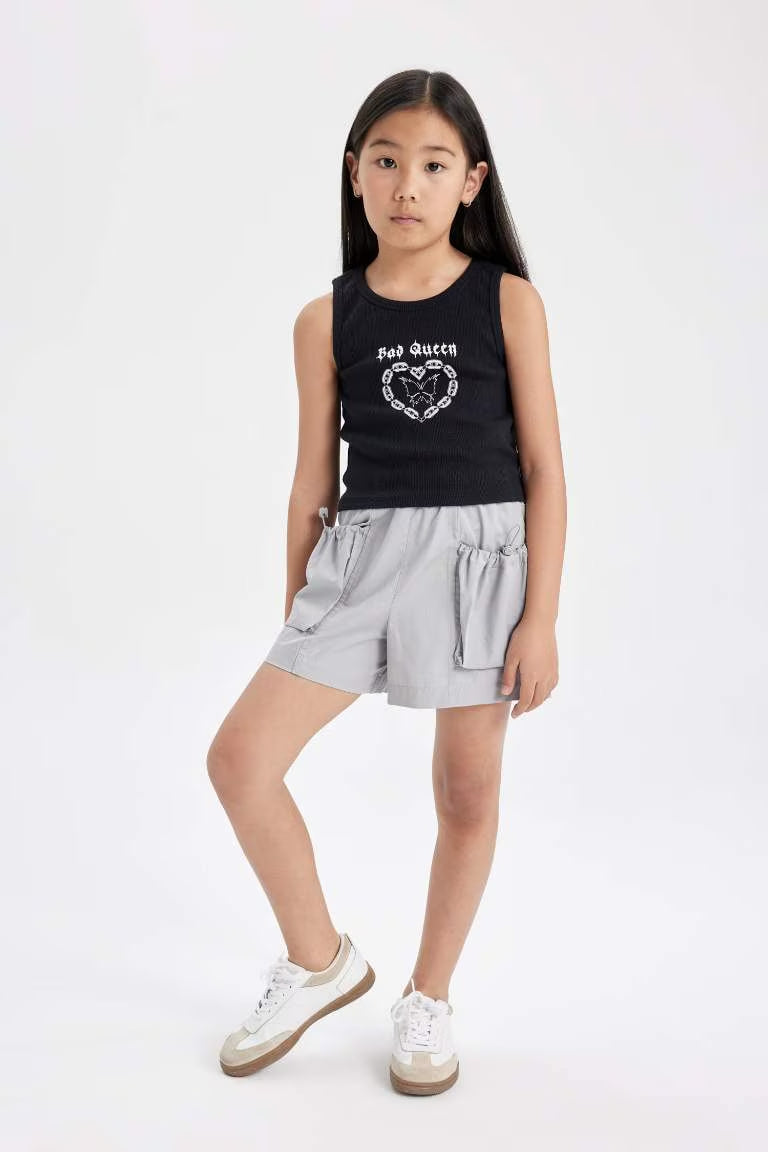 Girl Cotton Pocket Shorts - -