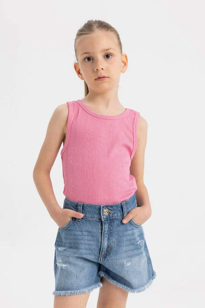 Girl Ripped Detailed Denim Shorts - -