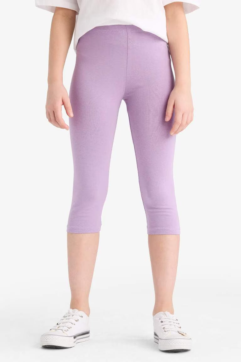 Girl Capri Length Leggings - - lavender