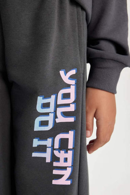 Girl Printed Elastic Waist Pocket Jogger Sweatpants - -