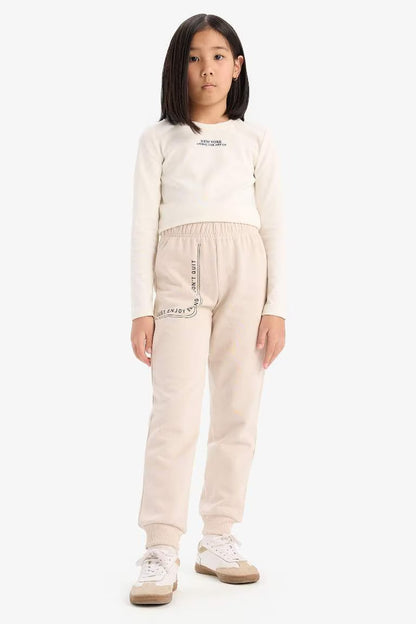 Girl Printed Elastic Waist Leg Jogger Sweatpants - -