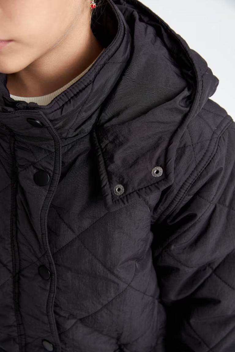 Girl Waterproof Hooded Long Puffer Jacket - -