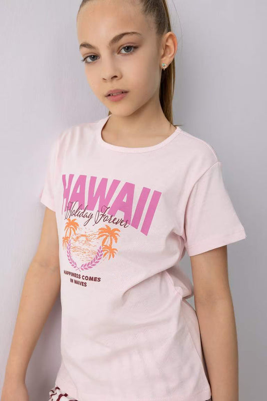 Girl Regular Fit 2 Piece Pajama Set - - Pink