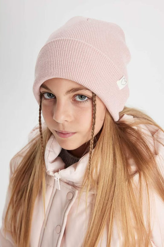 Girl Knitted Beanie - - Pink 5-9