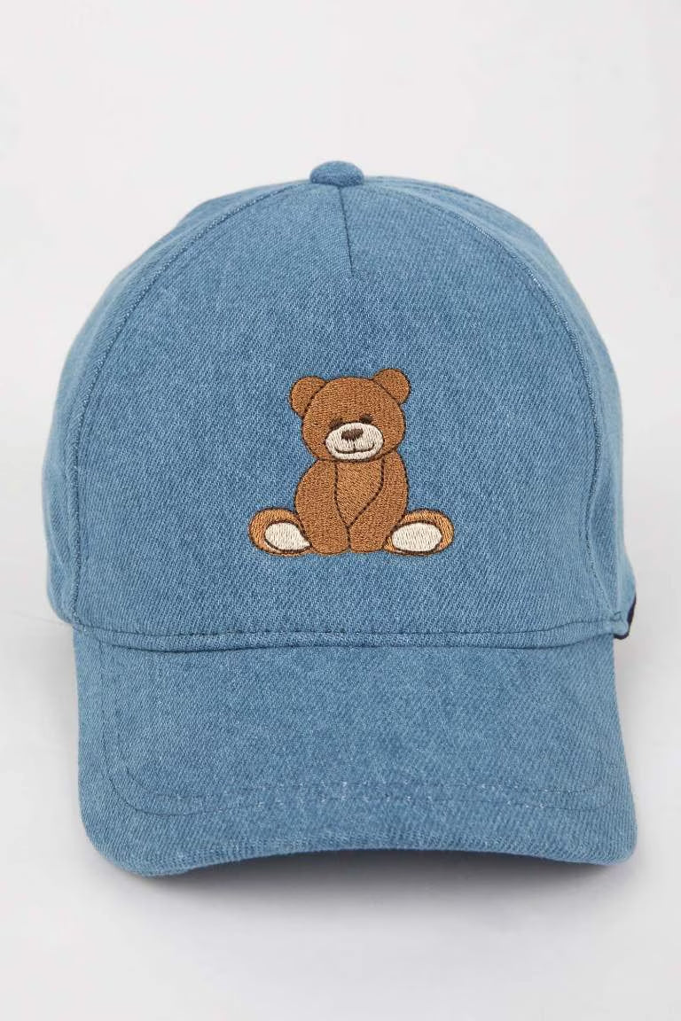 Girl Denim Embroidered Hat - - Denim Standard