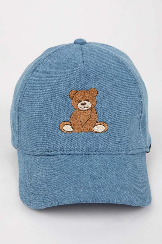 Girl Denim Embroidered Hat - - Denim Standard