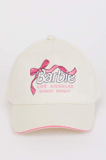 Girl Barbie Embroidered Cotton Cap - -
