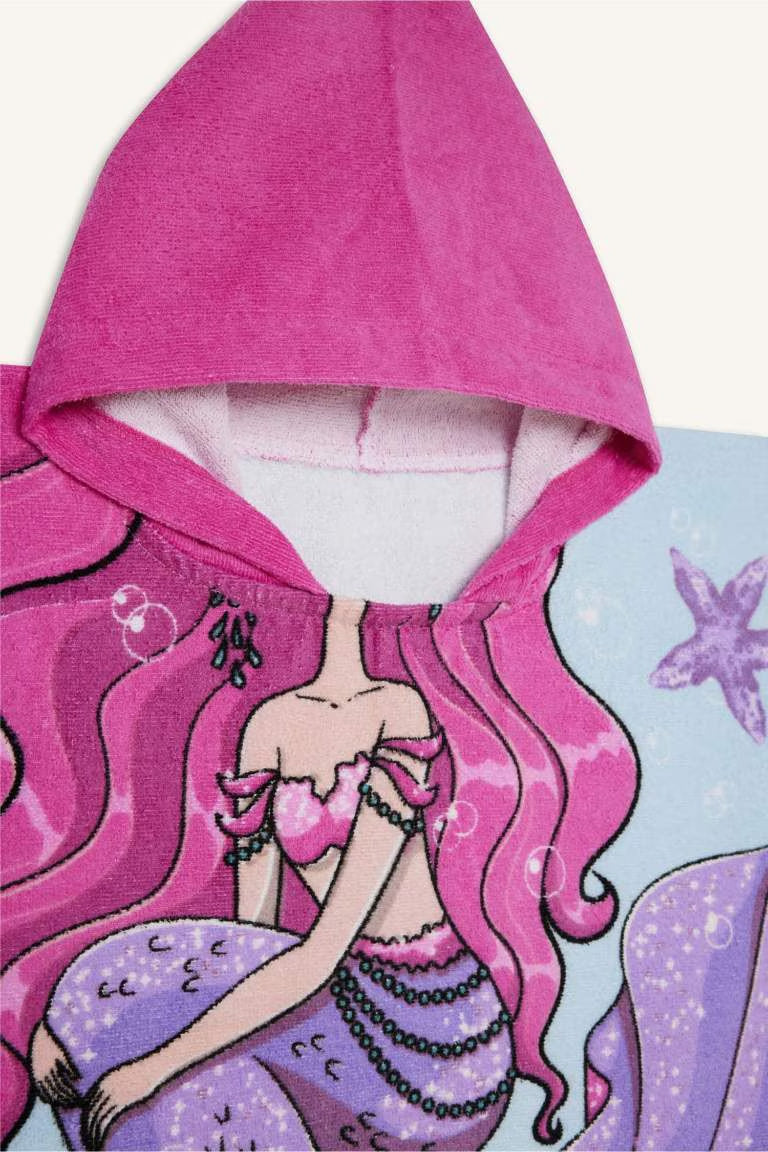 Girl Printed Cotton Poncho Towel - -