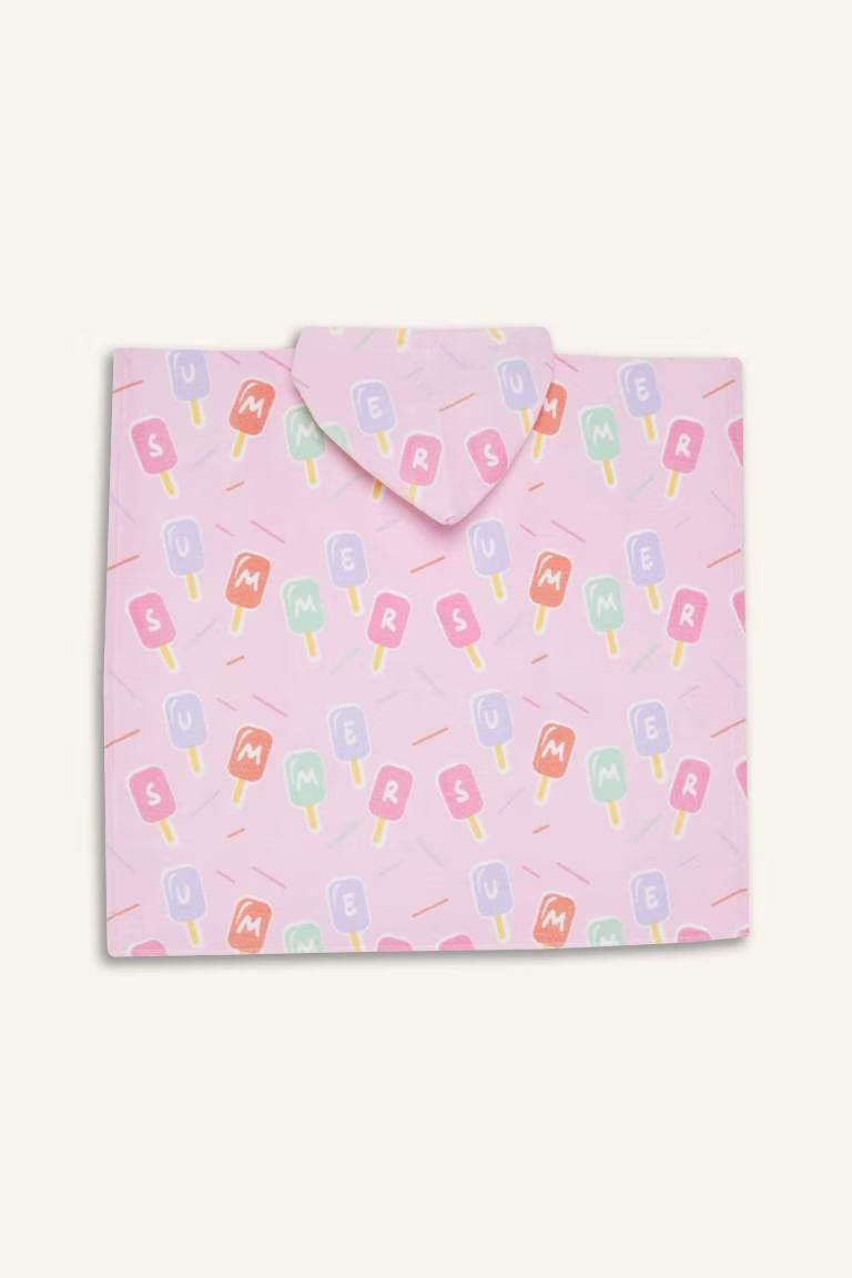 Girl Patterned Cotton Poncho Towel - -