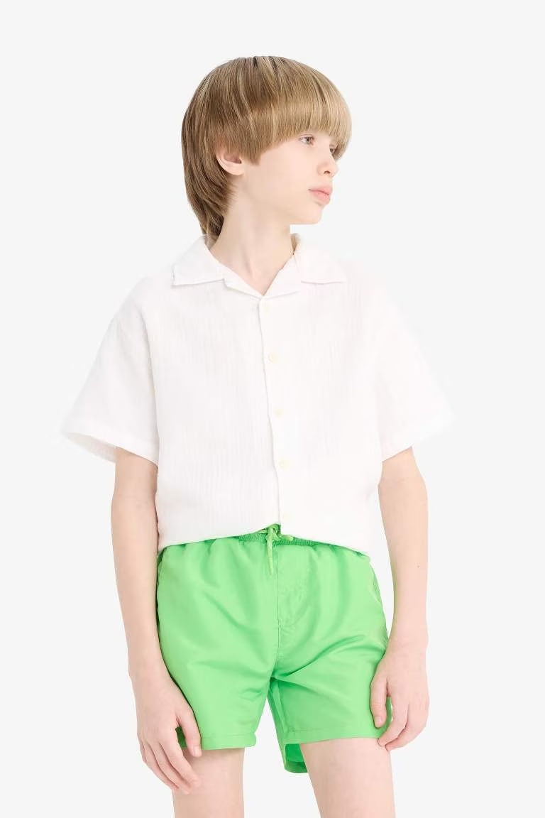 Boy Regular Fit Basic Swim Shorts - - Green