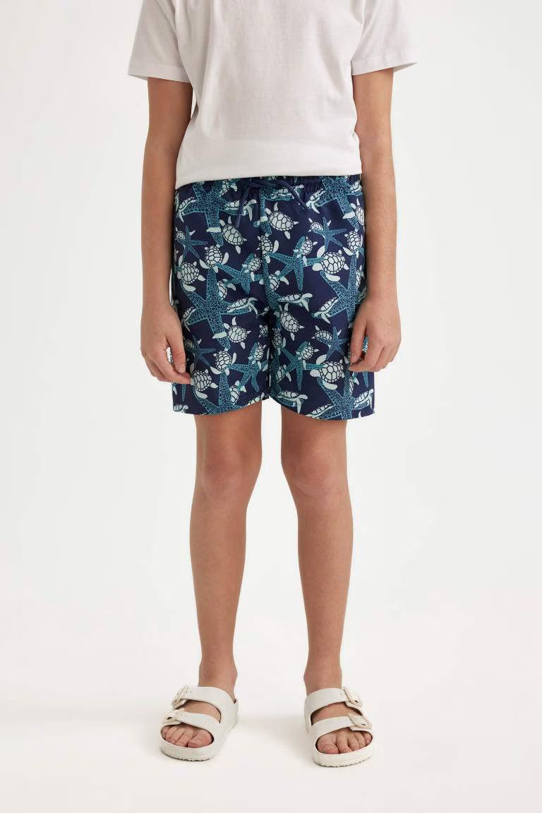 Boy Patterned Swim Shorts - - Navy