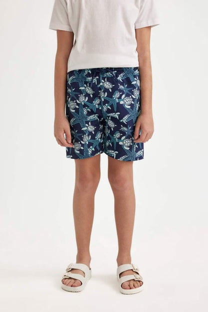 Boy Patterned Swim Shorts - - Navy