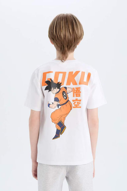 Boy Dragon Ball Crew Neck Back Printed Short Sleeve T-Shirt - -
