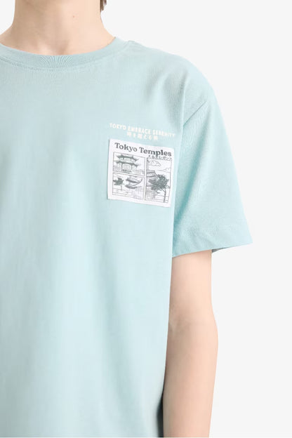 Boy Printed Crew Neck Short Sleeve T-Shirt - -