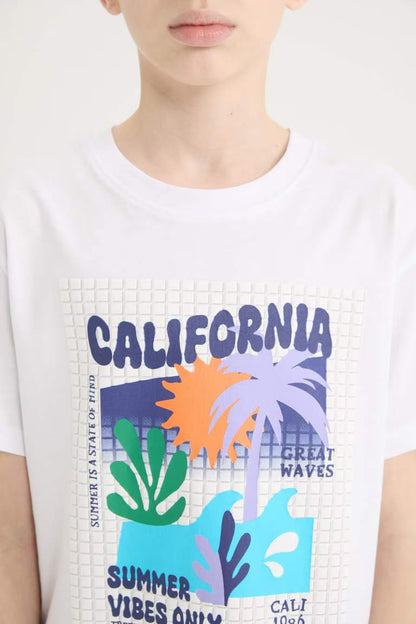 Boy New Regular Fit Crew Neck Puff Printed T-shirt - -