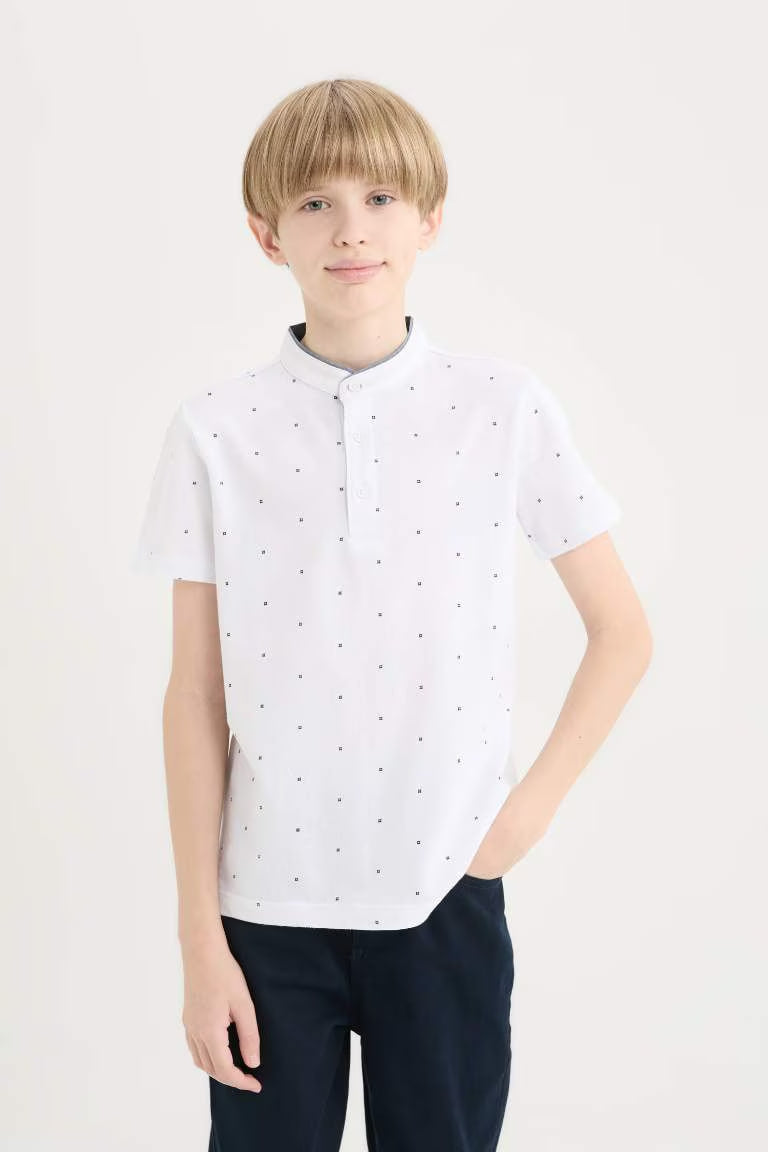 Boy Crew Neck Pique Polo T-Shirt - - White