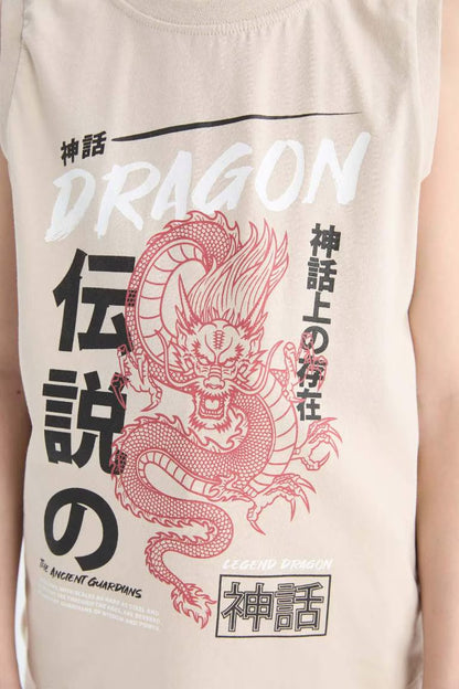 Boy Crew Neck Printed Tank Top - -