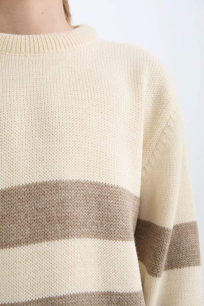 Boy Regular Fit Crew Neck Striped Knitwear Pullover - -