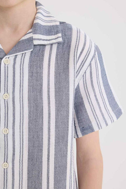 Boy Oversize Fit Polo Neck Short Sleeve Shirt - -