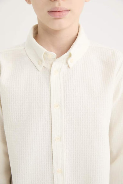 Boy Regular Fit Polo Collar Textured Shirt - -