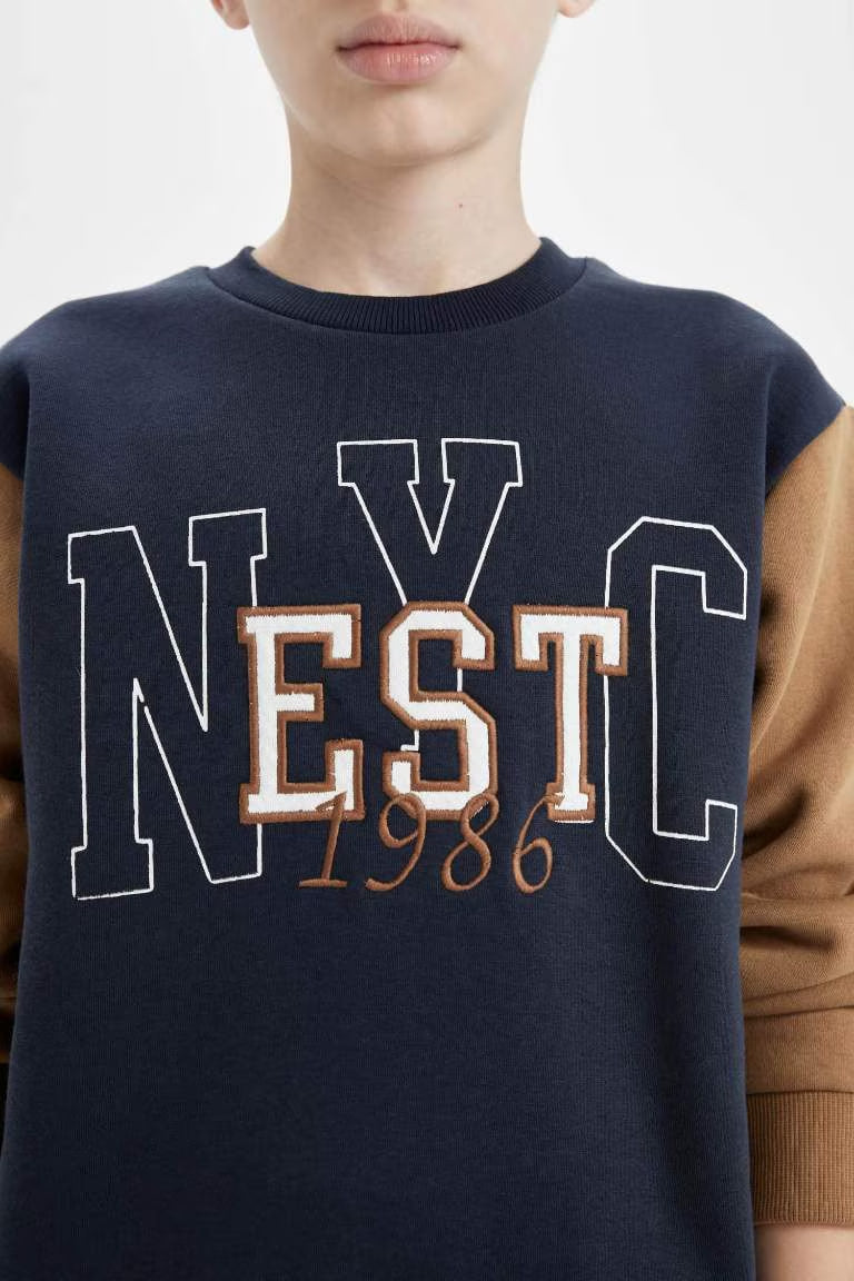 Boy Crew Neck Printed Sweatshirt - -