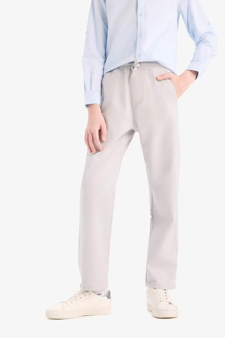 Boy Regular Fit Straight Leg Gabardine Pants - - stone