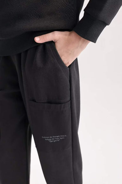 Boy Printed Thick Sweatpants - - anthracite