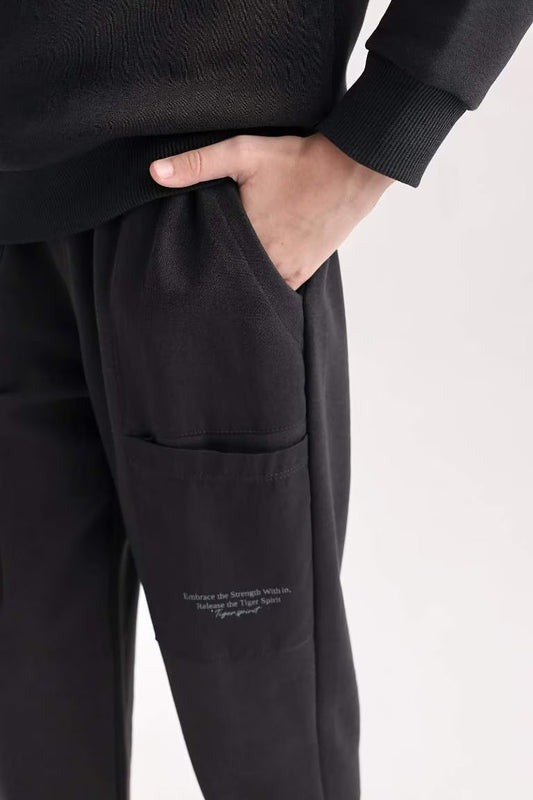 Boy Printed Thick Sweatpants - - anthracite