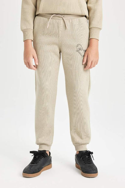 Boy Printed Elastic Leg Thick Jogger Sweatpants - -