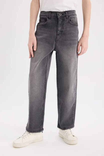 Boy Loose Fit Straight Leg Jeans - - Gray