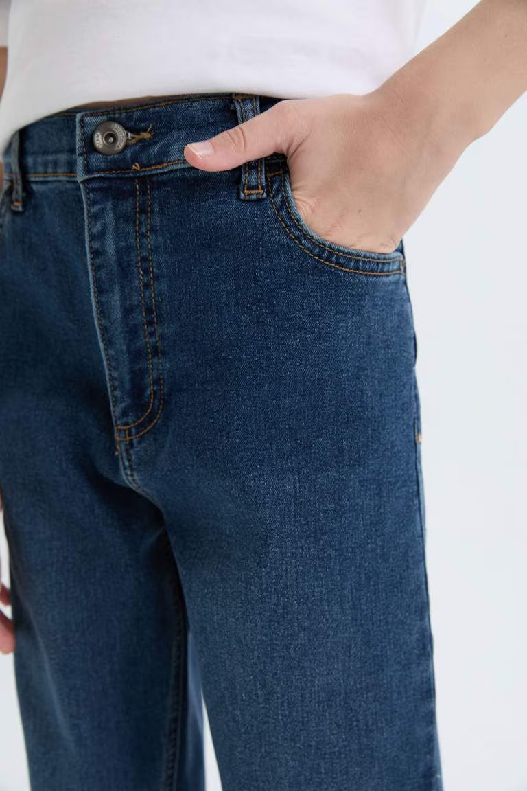 Boy Loose Fit Straight Leg Jeans - - Blue