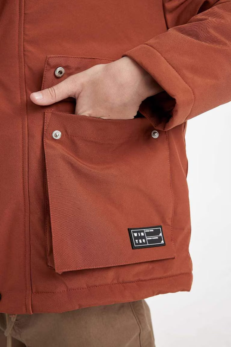 Boy Hooded Water Repellent Puffer Jacket - -