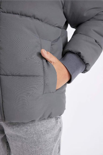 Boy Hooded Water Repellent Puffer Jacket - -