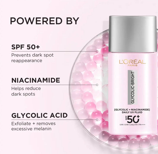 L'Oréal Paris Glycolic Bright Anti-Dark Spot Daily UV Fluid SPF 50+ - -