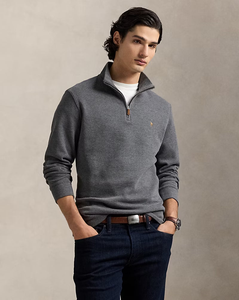 Estate-Rib Quarter-Zip Pullover - - Gray
