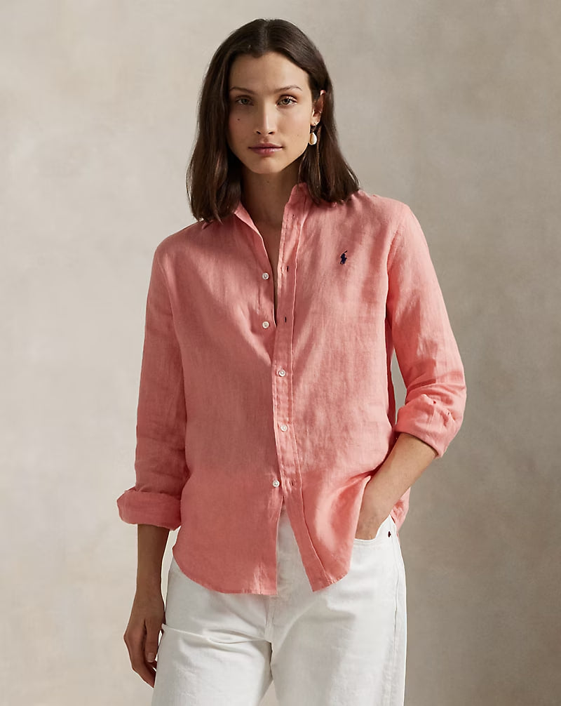 Classic Fit Linen Shirt - - Rose