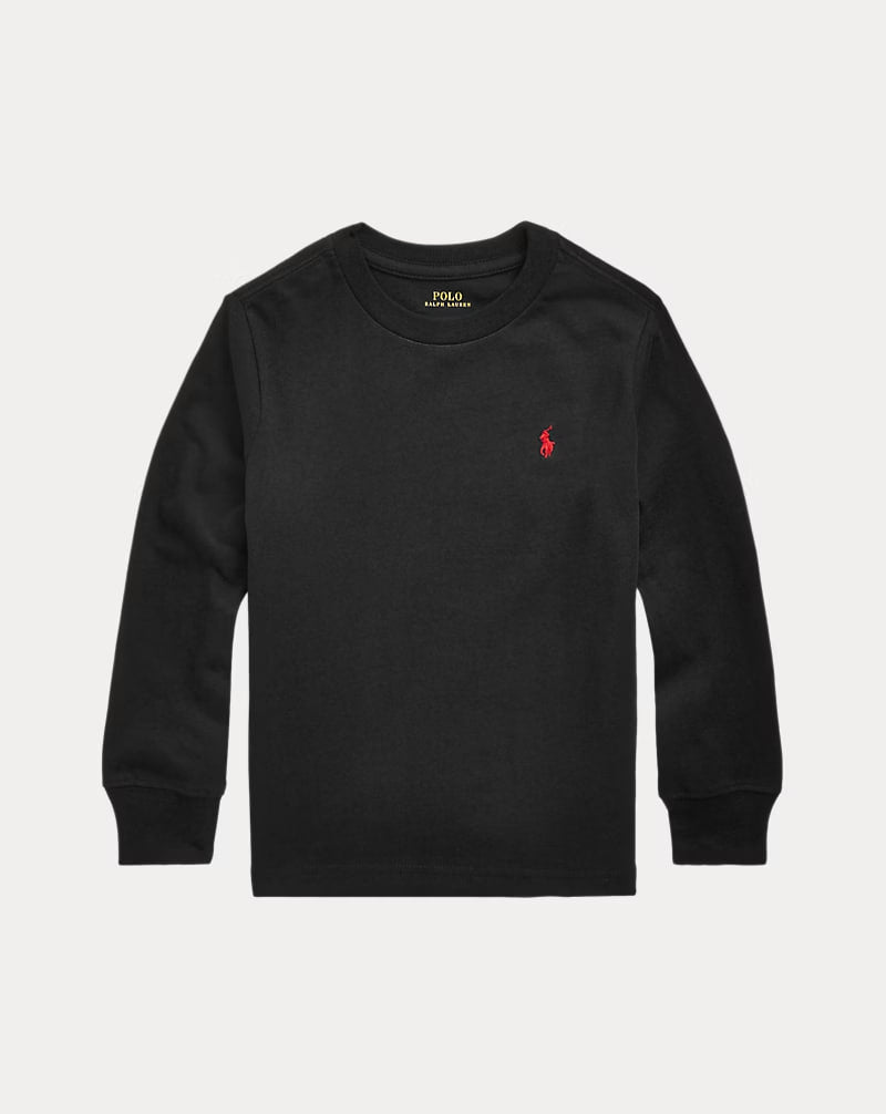 Cotton Jersey Long-Sleeve Tee - - Black