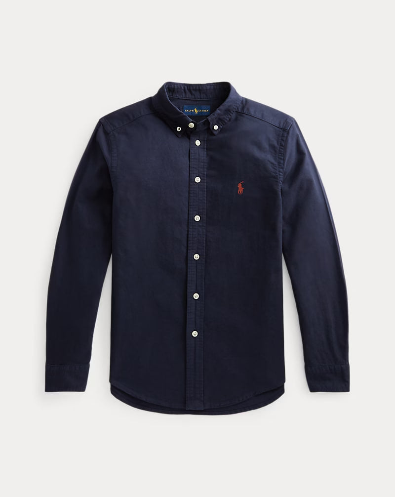 Garment-Dyed Cotton Oxford Shirt 8-20 - - Navy