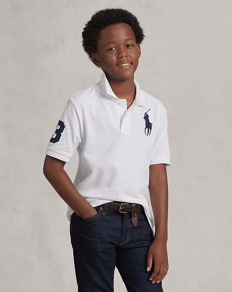 Big Pony Cotton Mesh Polo Shirt 8-20 - - White