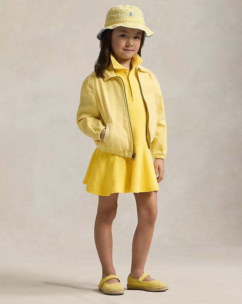 Stretch Mesh Polo Dress 2-6 - - Yellow