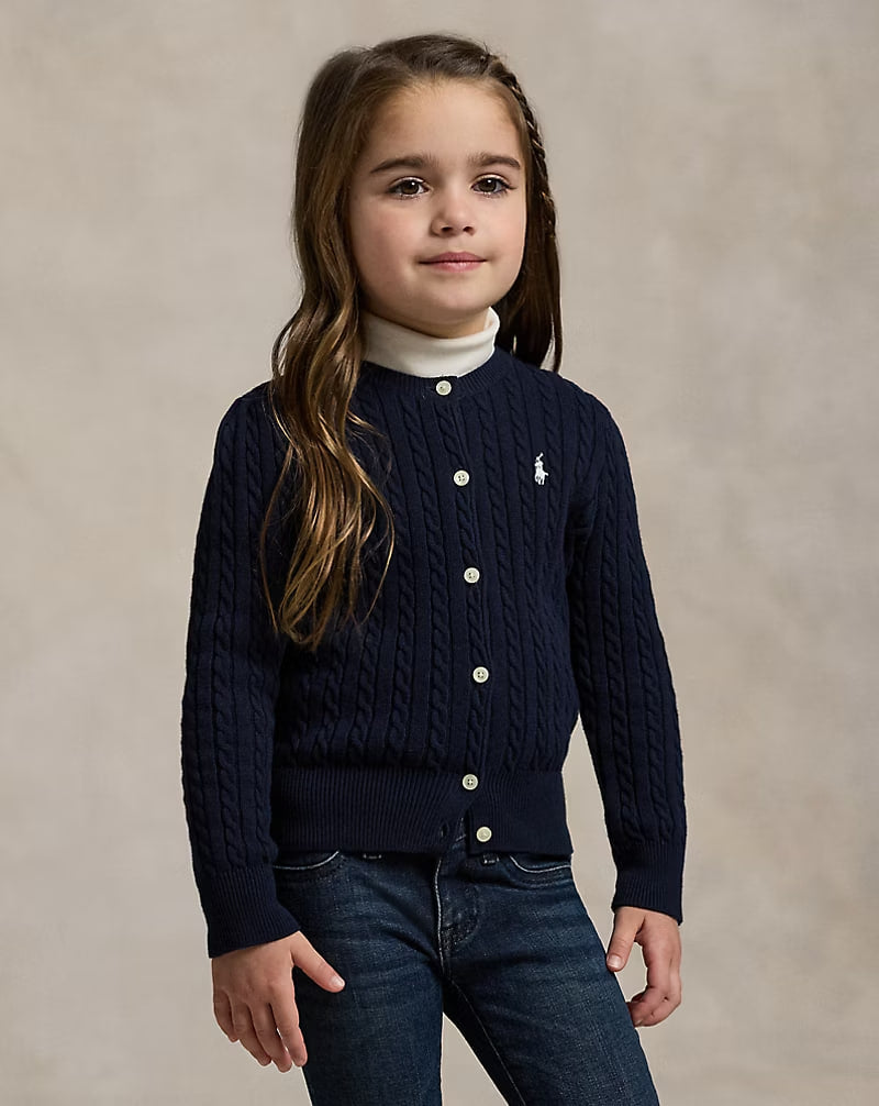 Mini-Cable Cotton Cardigan 2-6 - - Navy