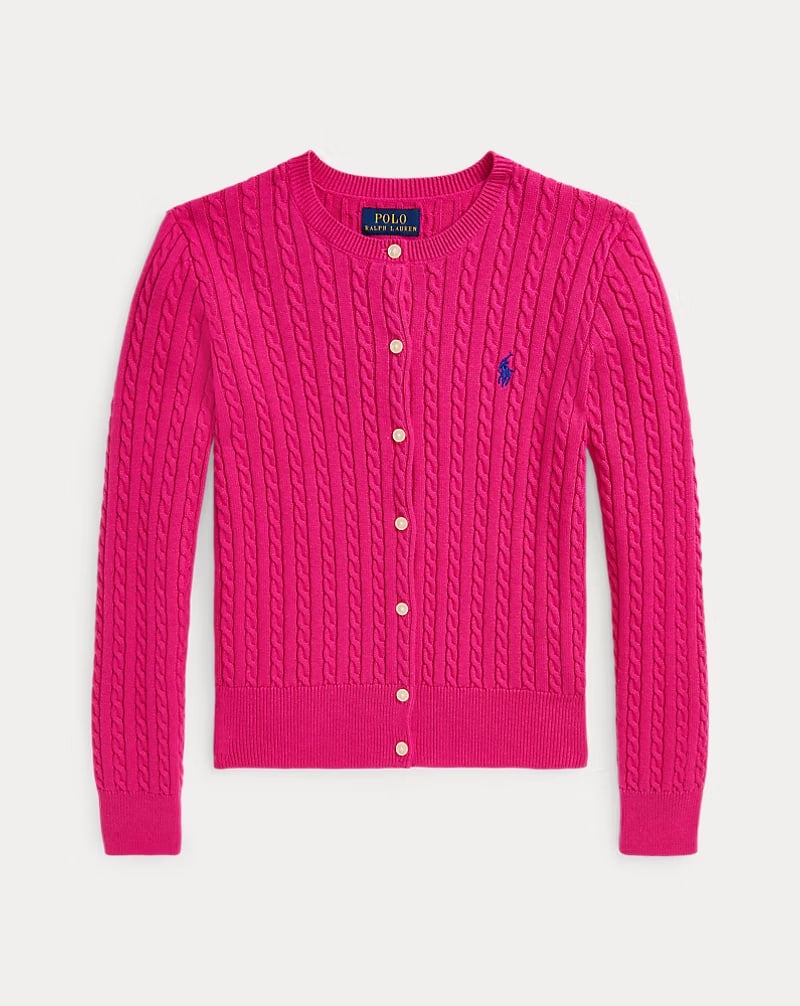 Mini-Cable Cotton Cardigan 7-16 - - Royal pink