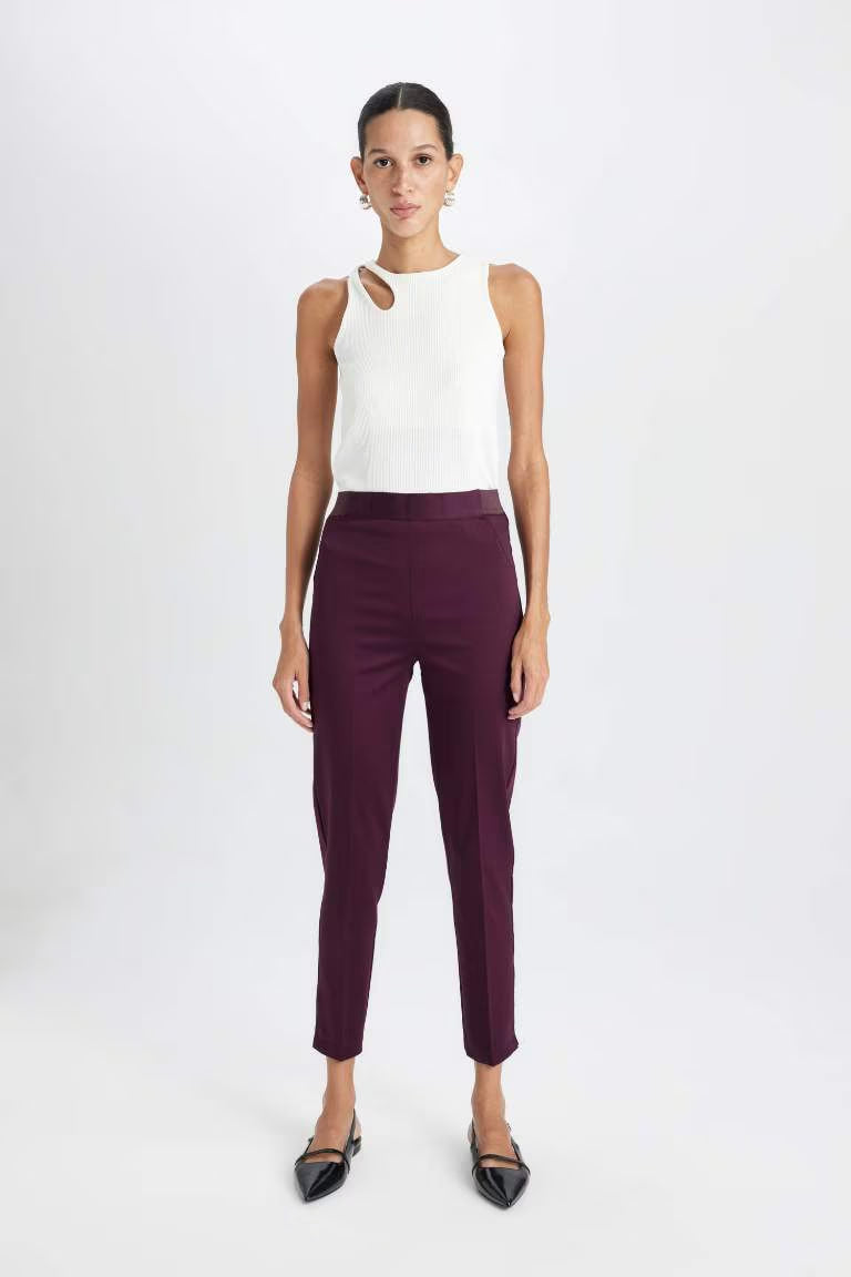 Valentina Sigaret Normal Waist Straight Leg Satin Trousers - - bordeaux