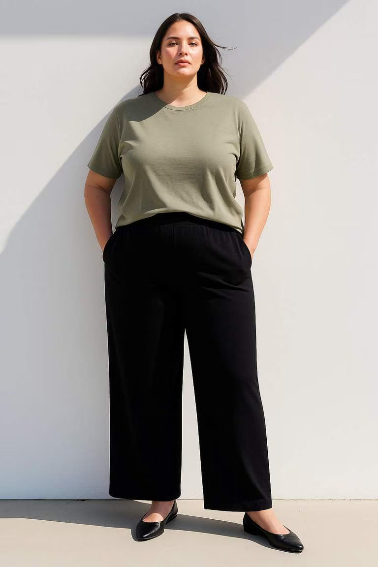 Oversize Fit Crew Neck Basic Cotton T-Shirt - - Green