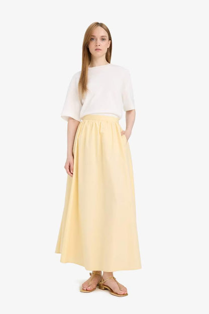 A Cut Poplin Maxi Skirt - - Yellow