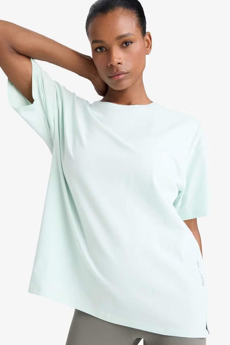 DeFactoFit Comfort Fit Crew Neck Sports T-Shirt - - light mint